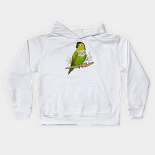 Cute Black Capped Conure with Lillies Kids Hoodie